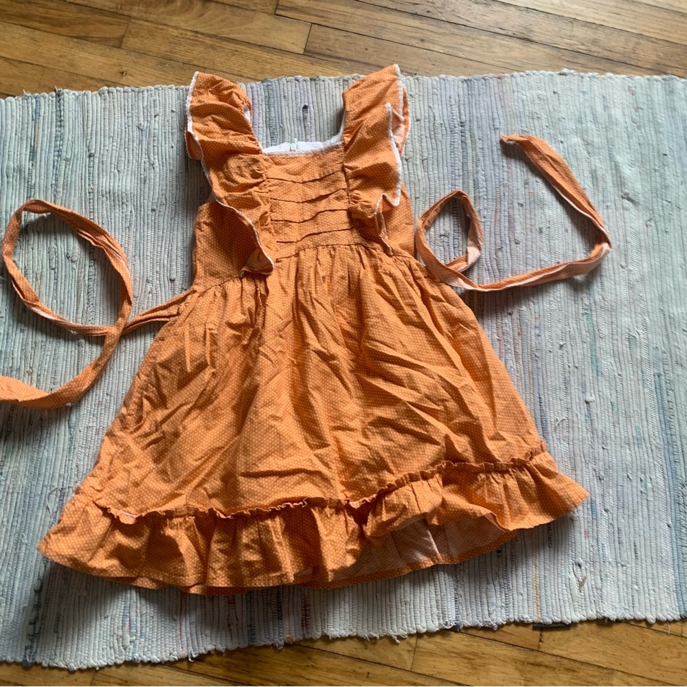 La Coqueta Dress 8y orange white ruffle